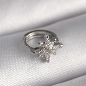 316L Çelik Gümüş Renk Zirkon Taşlı Kutup Yıldızı Model Tragus Piercing