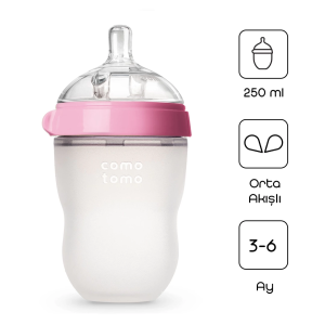 Comotomo Antikolik Silikon Biberon 250 Ml 3-6 Ay Pembe