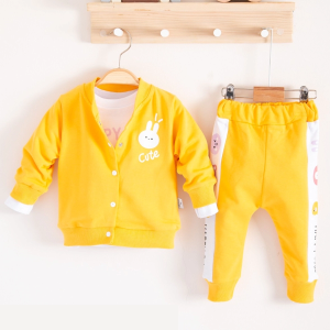 3-18 Ay Kız Bebek Takımı Cute Funny Kapişonlu 3'lü Sarı
