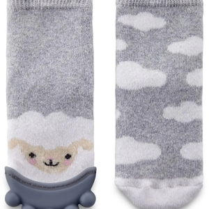 BabyJem Silikon Diş Kaşıyıcılı Havlu Bebek Çorap Gri(1 Adet)