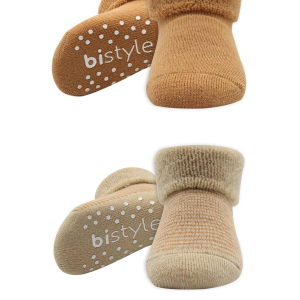 Bistyle Çemberli Kaymaz Havlu Soket Çorap 2'Li BS10503 Bej-Hardal