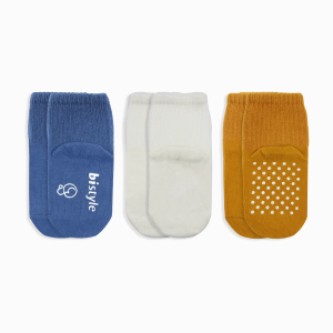 Bistyle Basic Kaymaz Penye Soket Çorap 3'Lü BS10107 İndigo Ekru Hardal