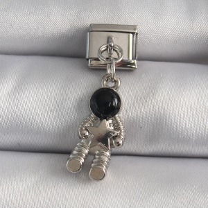 316L Çelik Gümüş Renk Sallantı Astronot Model Yıldız Detay Nomination Charm