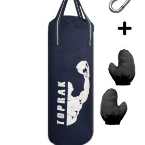 9-13 Yaş Boks Torbası 60Cm Çocuk Boks Torbası Eldiven+Karabina Hediyeli Lacivert