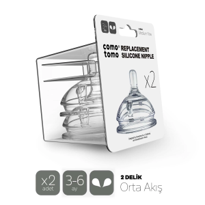 Comotomo Silikon 2'li Biberon Emziği Orta Akış 3-6 Ay