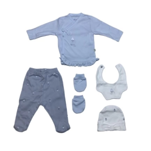 Bibaby Biorganic Love Floral 5'li Hastane Çıkış Seti 62360 Ekru Lila