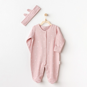 Andywawa Ac25044 Puppy Gazelle Bebe Tulum Takım Ekru Pembe