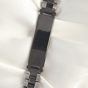 316L Çelik Gümüş Siyah Renk Zincir Künye Model Erkek Bileklik