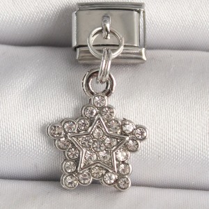 316L Çelik Gümüş Renk Zirkon Taşlı Yıldız Model Nomination Charm