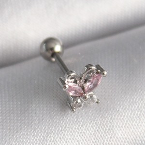 316L Çelik Gold Renk Zirkon Taşlı Çiçek Tragus Piercing
