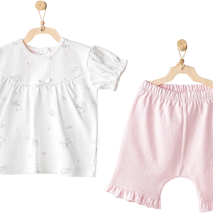 Andywawa Ac25631 Cuddly Bunny Bear 2'li Bebe Takım Pink