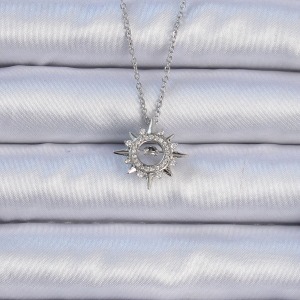 316L Çelik Zincir Gümüş Renk Zirkon Taşlı Parlayan Yıldız Kolye