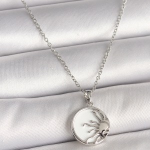 316L Çelik Gümüş Renk Zincir Beyaz Mineli Gün Batımı Model Kadın Kolye