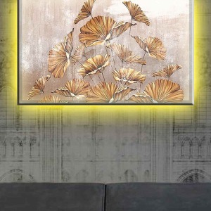 SOFT YAPRAKLAR LEDLİ KANVAS TABLO