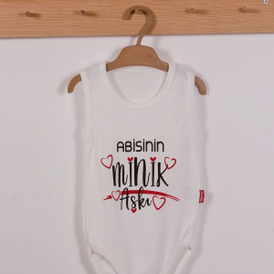 Yeni Doğan 3-12 Ay Abisinin Minik Aşkı Askılı Body Beyaz