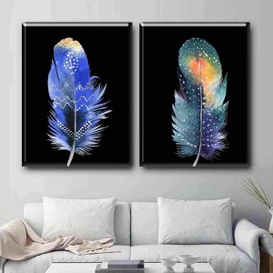 SİYAH FON RENKLİ TÜYLER İKİLİ TABLO