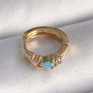 316L Çelik Gold Renk Zirkon Taşlı Mavi Taş Detay Tragus Piercing