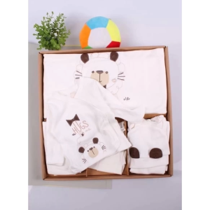 Ayıcık Desenli 10 Parça Kutulu %100 Pamuk Erkek Bebek Hastane Çıkışı