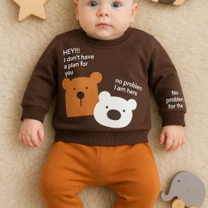 3-18 Ay Erkek Bebek Takımı No Problem 2'li Kahverengi