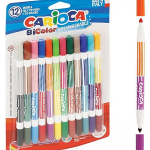 Carioca Bicolor Süper Yıkanabilir Çift Uçlu Keçeli Boya Kalemi 12'Li 24 Renk