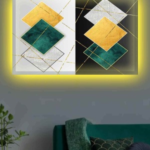 MODERN RENKLİ KARELER LEDLİ KANVAS TABLO