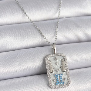 316L Çelik Gümüş Renk Zincir İkizler Burcu Zirkon Taşlı Kadın Kolye