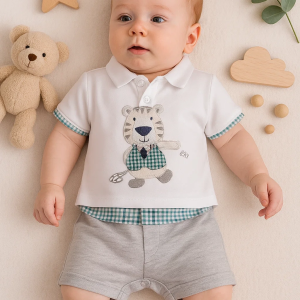 6-24 Ay Erkek Bebek Tulumu Gömlek Yeşil