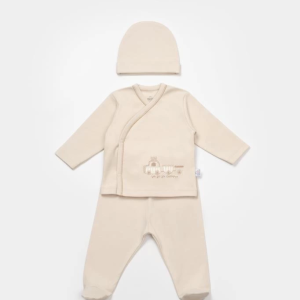 Bibaby Bimini Canvas Trains Boy 3'lü Set 73349 Latte