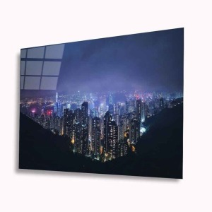 Şehir Manzara Cam Tablo 4mm Dayanıklı Temperli Cam