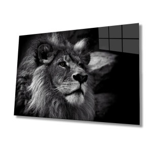 Aslan Hayvan Cam Tablo 4mm Dayanıklı Temperli Cam