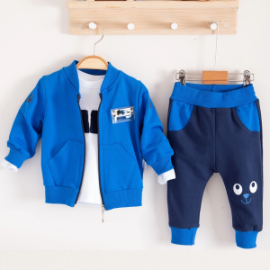 3-18 Ay Erkek Bebek Takımı New Fashıon Hırkalı 3'lü Mavi