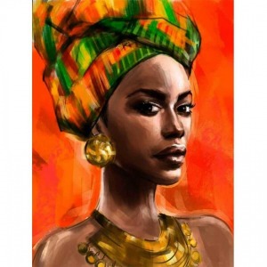  Afrikalı Güzel 7 Sayılarla Boyama Seti Kasnaklı  40 x 50