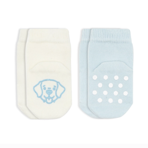 Bistyle Hayvan Figürlü Kaymaz Soket Çorap 2'Li BS10104 Mavi Ekru