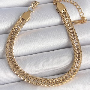 316L Çelik Gold Renk Balık Sırtı Zincir Model Kadın Bileklik