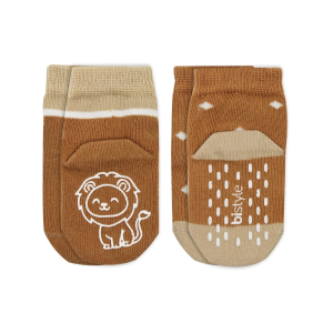 Bistyle Hayvan Figürlü Kaymaz Erkek Soket Çorap 2'Li BS10119 Hardal