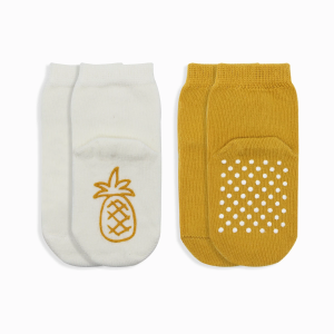 Bistyle Meyve Figürlü Kaymaz Soket Çorap 2'Li BS10105 Ekru Hardal