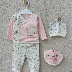 Annesinin Kuzusu Şapkalı Eldivenli 5'li Kız Bebek Takım Seti