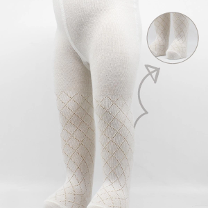 Bistyle Tekli Ekose Kabartma Penye Külotlu Çorap Bs50105 Ekru