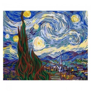 Van Gogh Yıldızlı Geceler Sayılarla Boyama Seti Kasnaklı  40 x 50