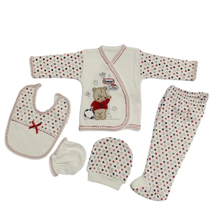 Ayıcık Bebe 5li Hastane Çıkışı Yeni Doğan Set Kırmızı