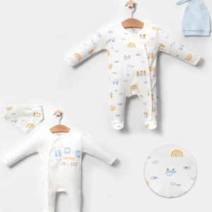 3-6 Ay Erkek Bebek Tulumu Araba Mavi 4'lü Mavi