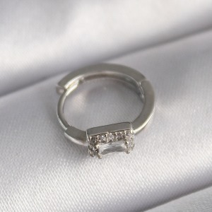 316L Çelik Gümüş Renk Kare Zirkon Taşlı Tragus Piercing