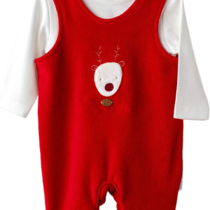 Andywawa AC25339 Happy Newyear Kadife Bebek Tulum Takım Red