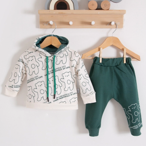 3-18 Ay Erkek Bebek Takımı Çapraz Bears Kapüşonlu Yeşil