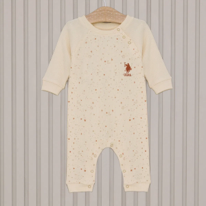 U.S.Polo Kız Bebek Uzun Kol Patiksiz Tulum USB2111 Krem