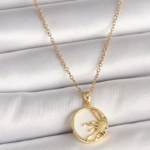 316L Çelik Gold Renk Zincir Beyaz Mineli Gün Batımı Model Kadın Kolye