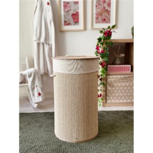 Akayev Beige Hasır Dikdörtgen Çamaşır Sepeti (Yükseklik 60cm)