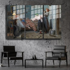 Ünlü Ressamlar ve Yapıtları Modern Yaşam Alanları İçin 3'lü Dikey Cam Tablo 607
