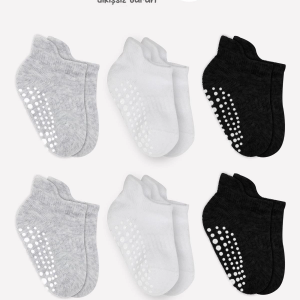 Bistyle 6'lı Sneakers Kaymaz Penye Çorap Bs20102 Gri Beyaz Siyah