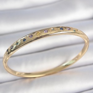 Pirinç Gold Renk Renkli Zirkon Taşlı Hilal Yıldız İşlemeli Kadın Kelepçe